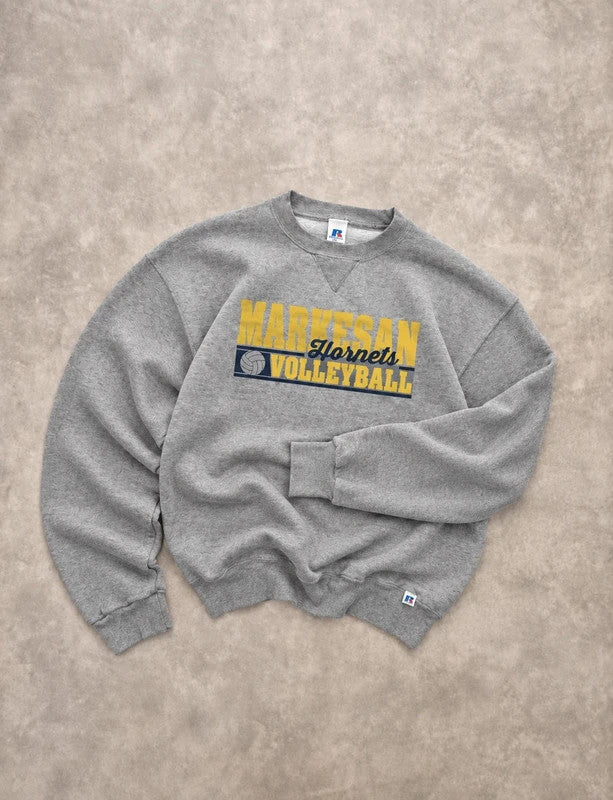 Sweat Crewneck Vintage Russell Athletic Markesan Hornets Volleyball – Gris