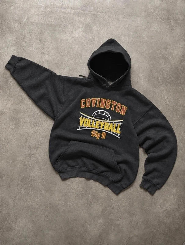 Sweat Hoodie Vintage Covington Volleyball – Noir