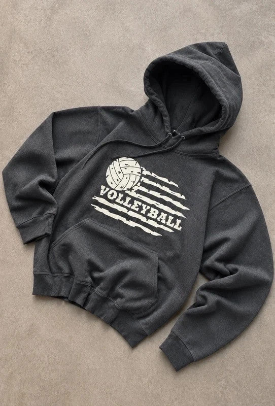 Sweat Hoodie Vintage Volleyball – Gris Anthracite Y2K