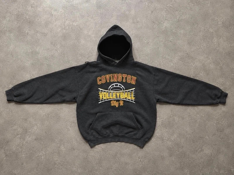 Sweat Hoodie Vintage Covington Volleyball – Noir