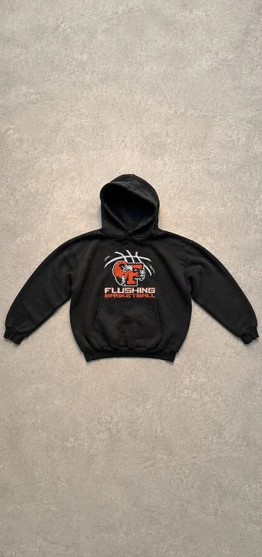 Sweat Hoodie Vintage Flushing Basketball – Noir