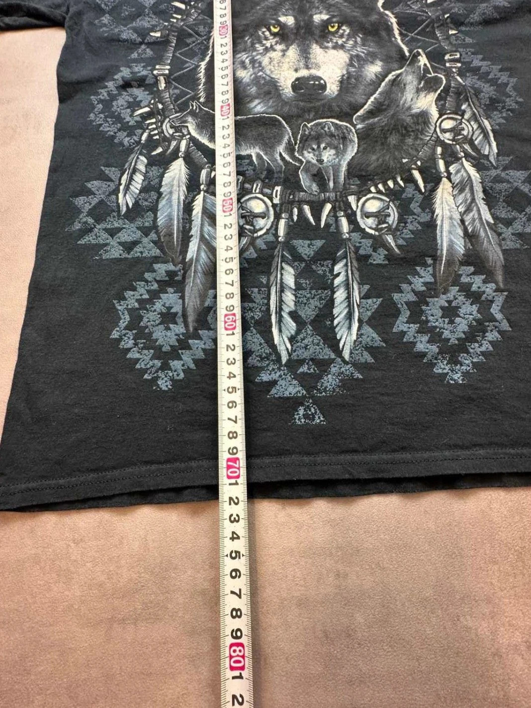 Tee-shirt Vintage Wolf Print Stahhawks Noir