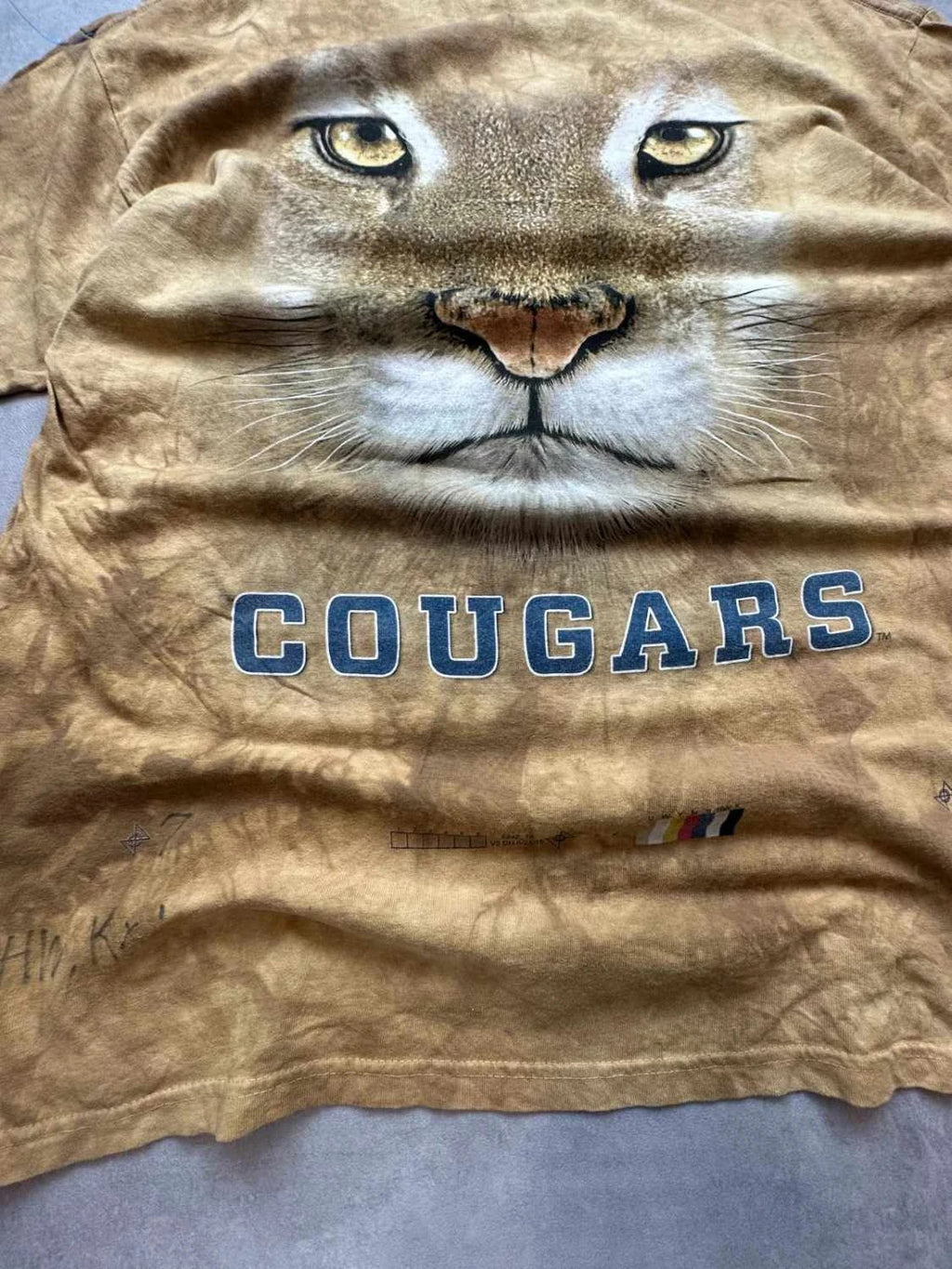 T-Shirt Vintage Animals Print Cougar Tie-Dye Marron