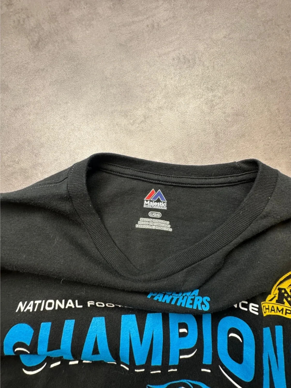 Tee-Shirt Vintage Majestic NFL Carolina Panthers 2015 Champions Noir