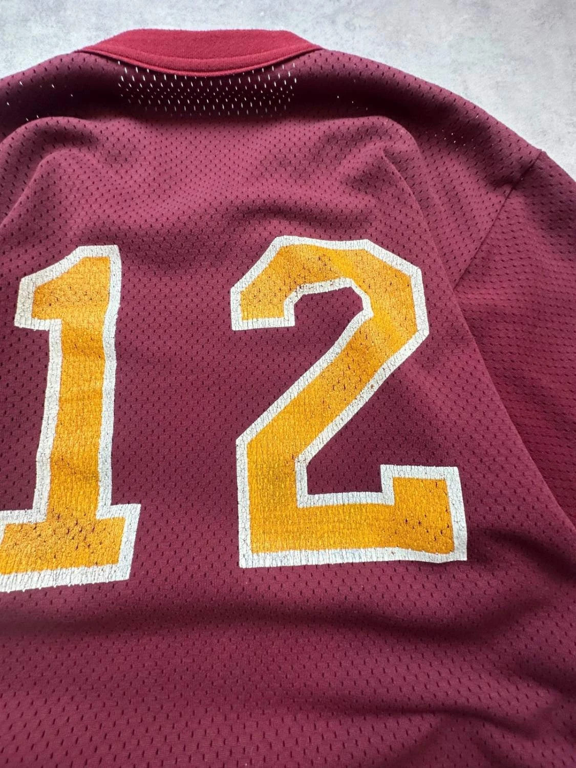 Vintage Ontario Baseball Jersey #12 – Burgundy & Yellow – Y2K / 90s