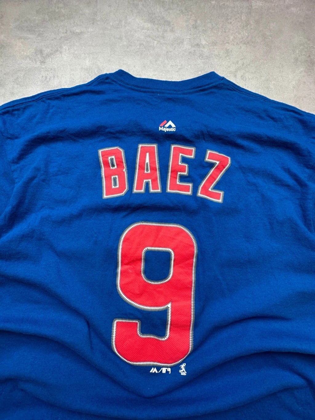 T-Shirt Vintage Chicago Cubs Baez #9 Bleu