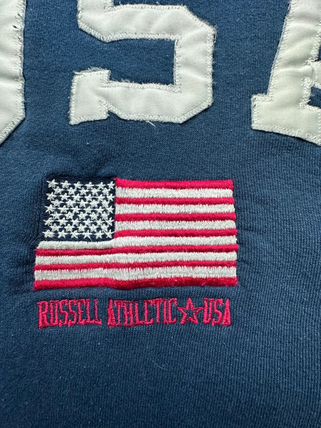 Sweat Russell Athletic Vintage American Flag USA Navy