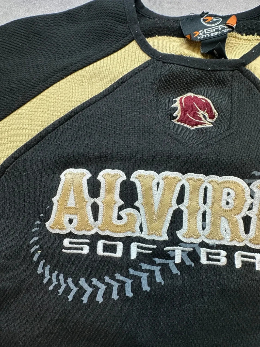 Maillot Softball Vintage Alvirne Noir & Jaune