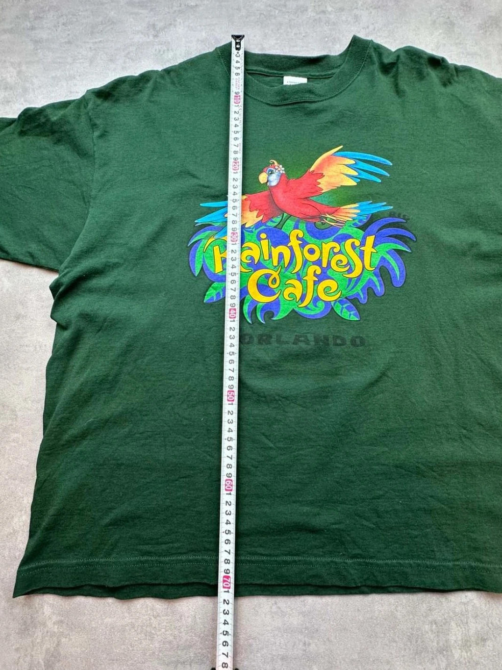 Tee-shirt Vintage Rainforest Cafe Orlando Vert 100% Coton