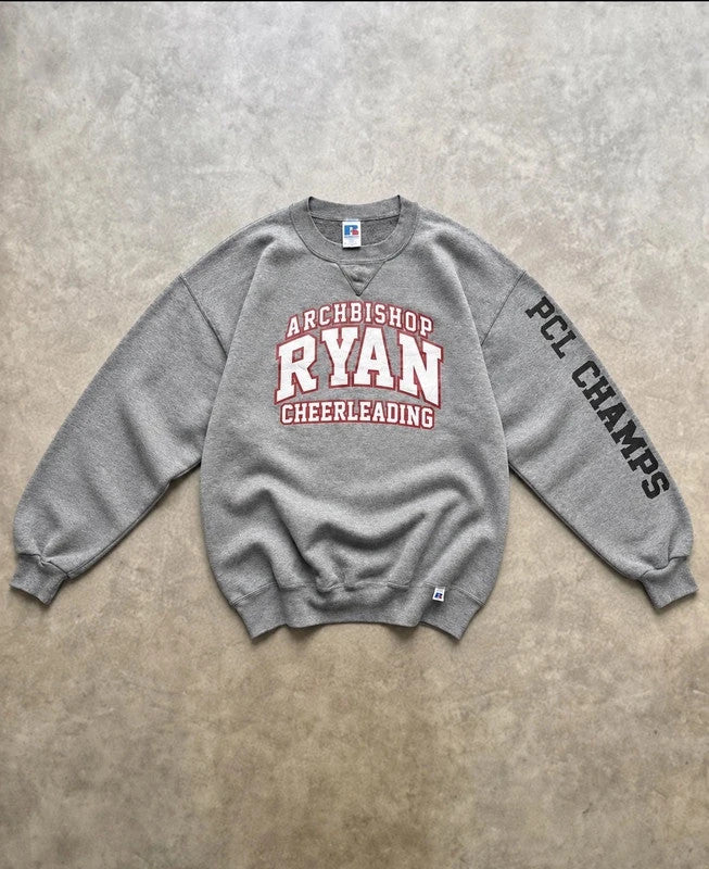 Sweat Crewneck Vintage Russell Athletic Archbishop Ryan Cheerleading – Gris