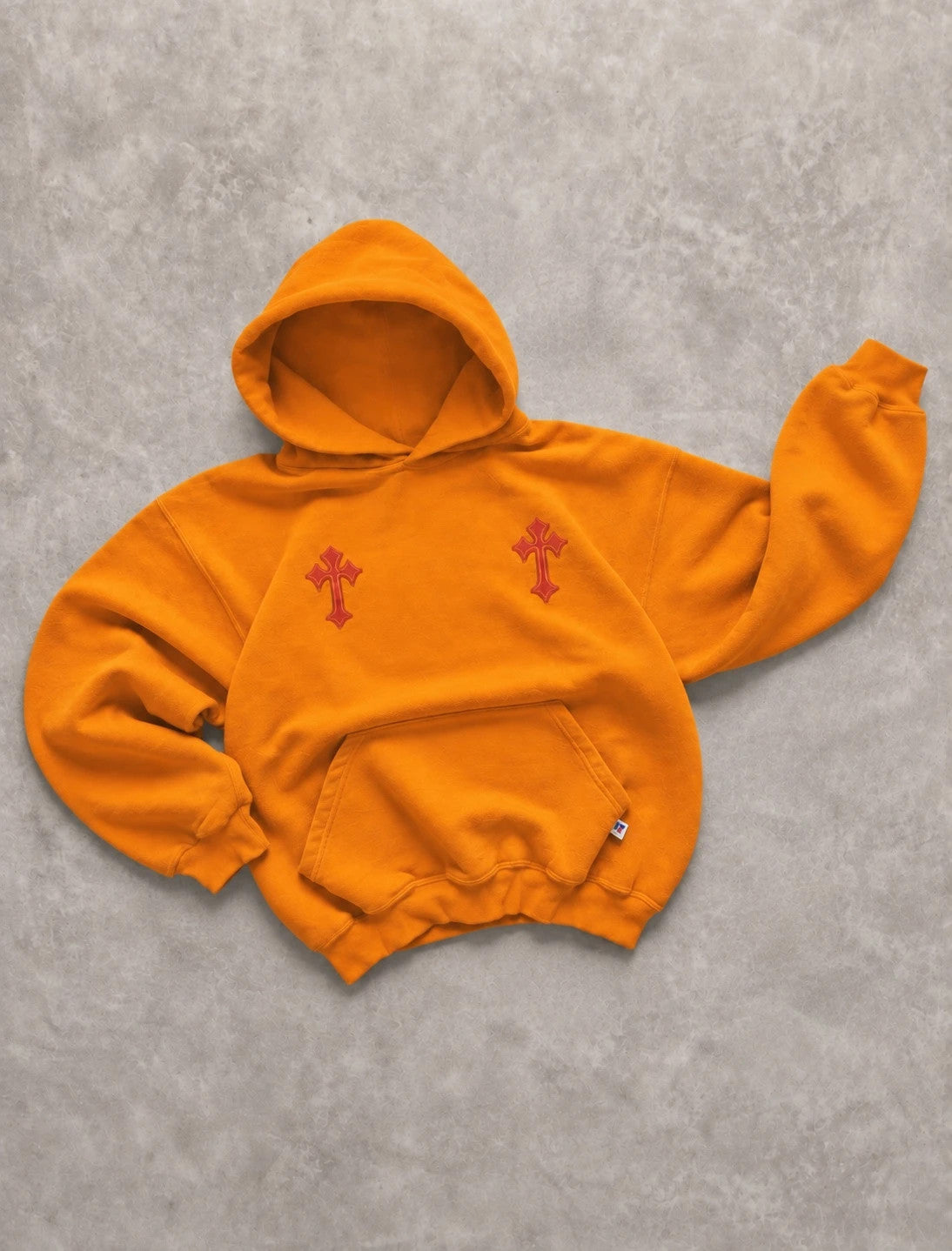Hoodie Russell Athletic Vintage Custom Croix – Orange Y2K