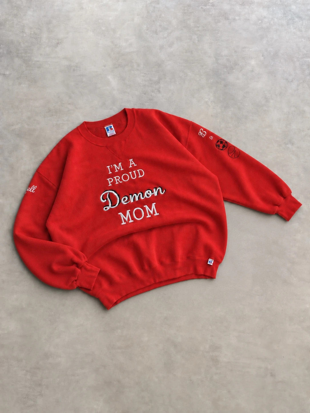 Sweat Crewneck Vintage Russell Athletic Demon Mom