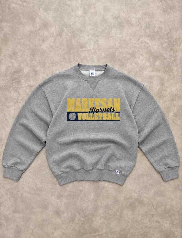 Sweat Crewneck Vintage Russell Athletic Markesan Hornets Volleyball – Gris