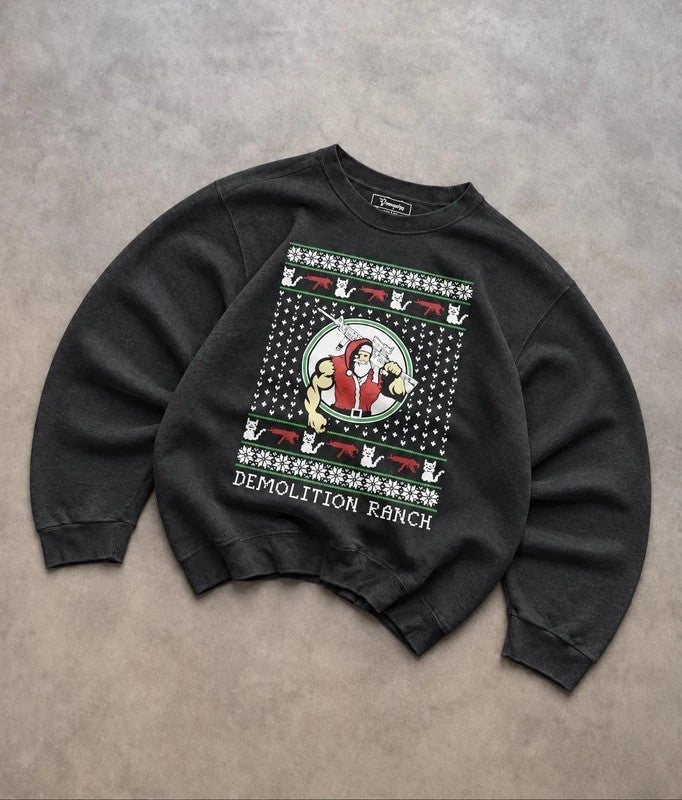Sweat Crewneck Vintage Demolition Ranch Noël – Noir
