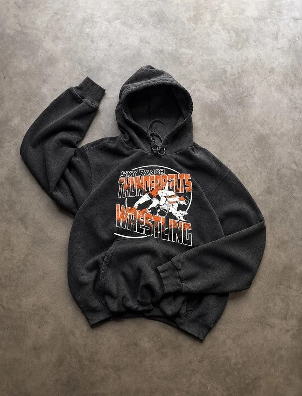 Sweat Hoodie Vintage Sky Ranch Thunderbolts Wrestling – Black