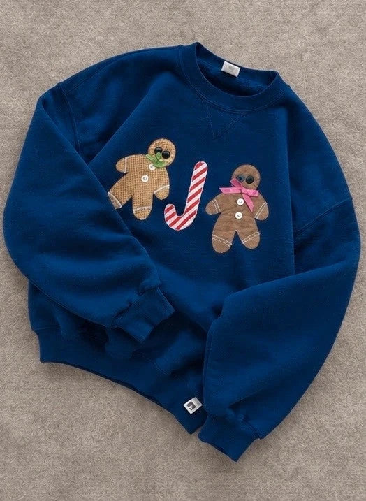 Sweat Vintage Noël Gingerbread – Bleu Marine