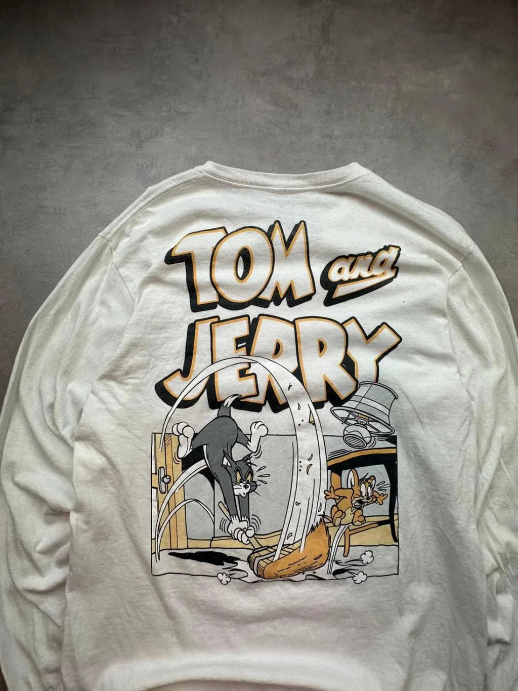 Tee Shirt Vintage Tom & Jerry Longsleeve Blanc – Graphic Print Y2K 90s