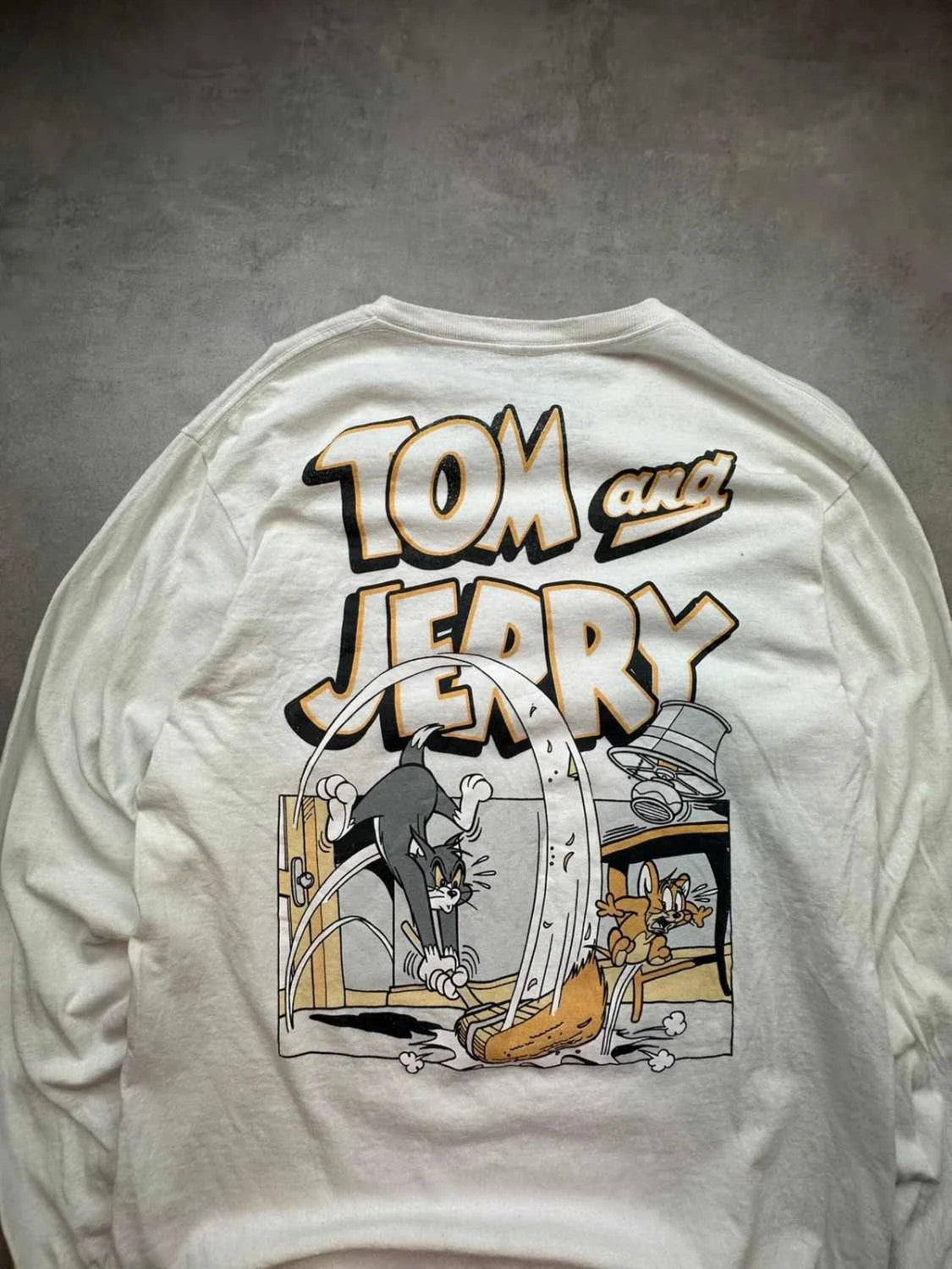 Tee Shirt Vintage Tom & Jerry Longsleeve Blanc – Graphic Print Y2K 90s