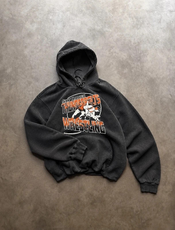 Sweat Hoodie Vintage Sky Ranch Thunderbolts Wrestling – Black