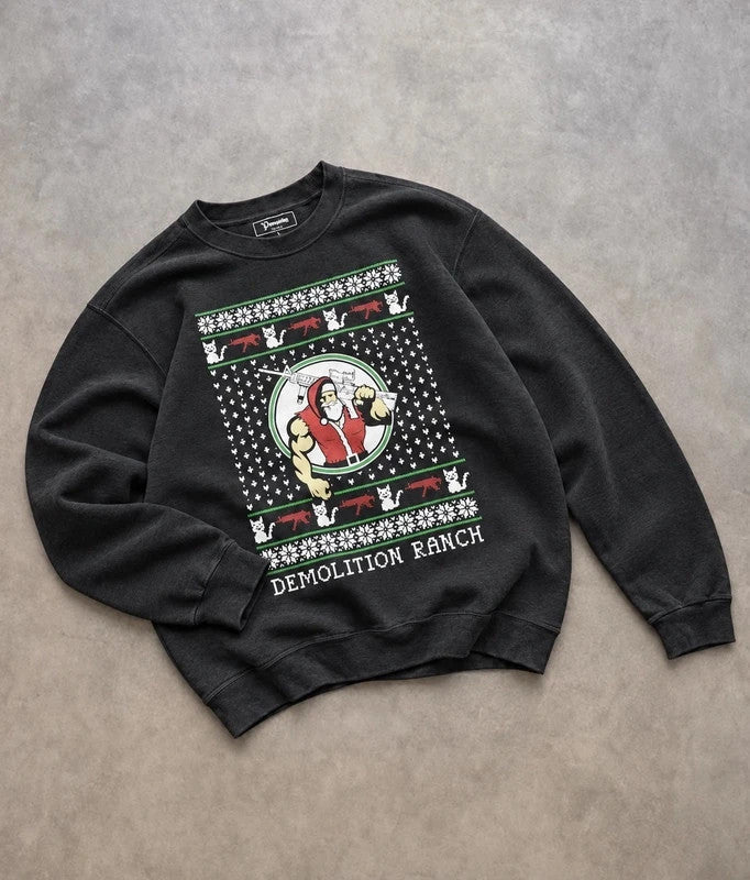 Sweat Crewneck Vintage Demolition Ranch Noël – Noir