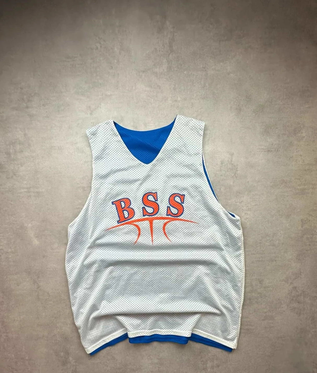 Maillot Basketball Nike Vintage Réversible BSS Bleu Blanc