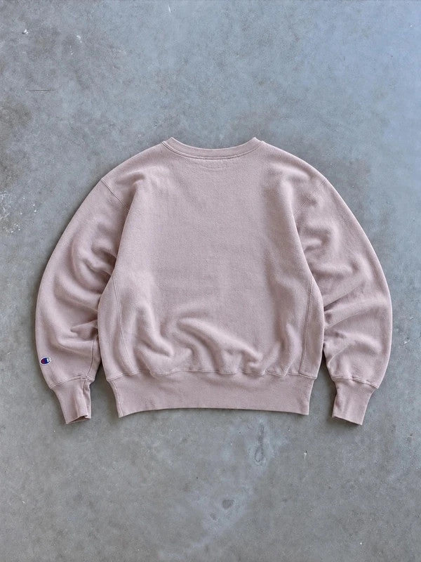 Sweat Champion Vintage – Logo Brodé – Rose Poudré Minimaliste