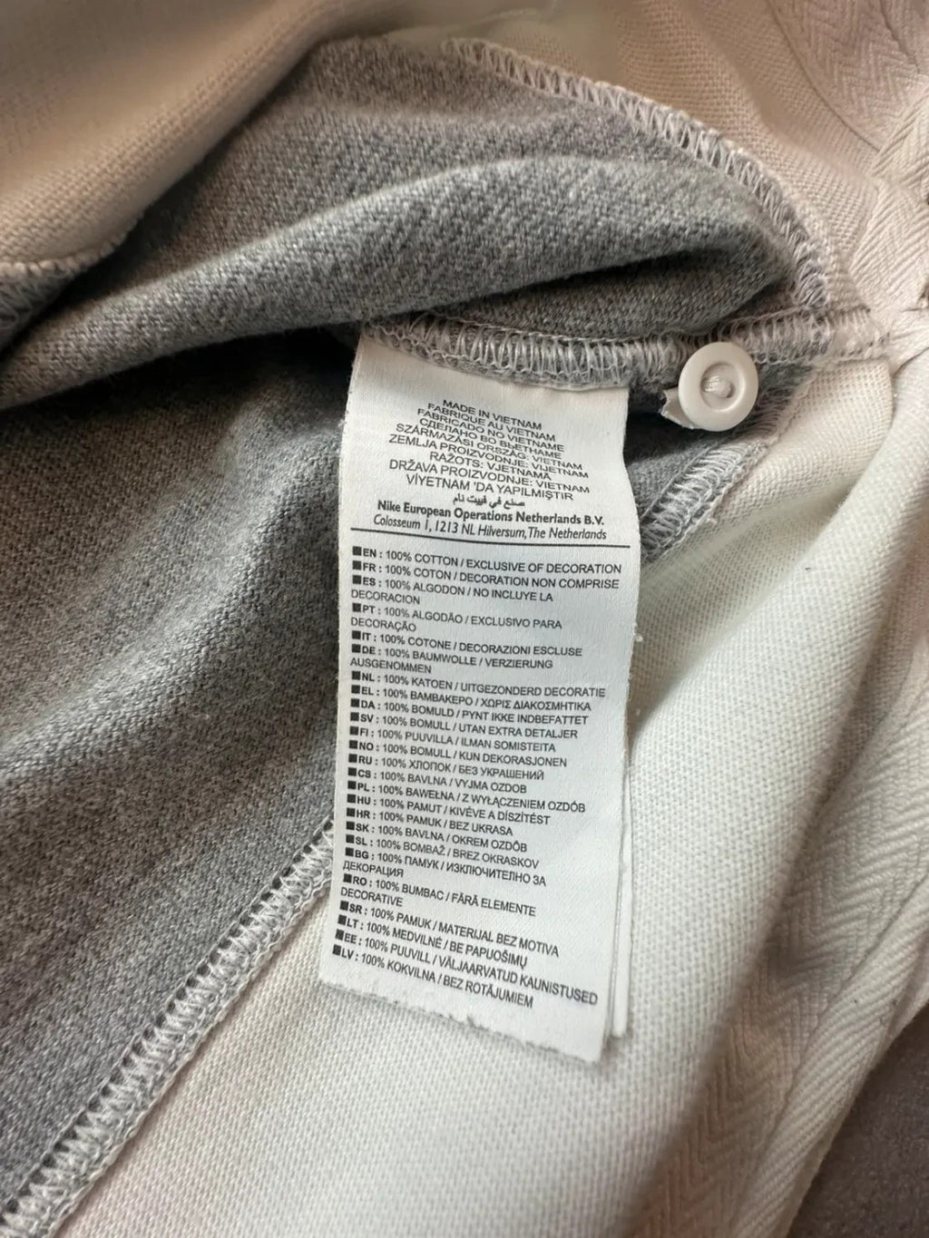 Polo Nike Vintage Manches Longues Rayé Gris & Blanc