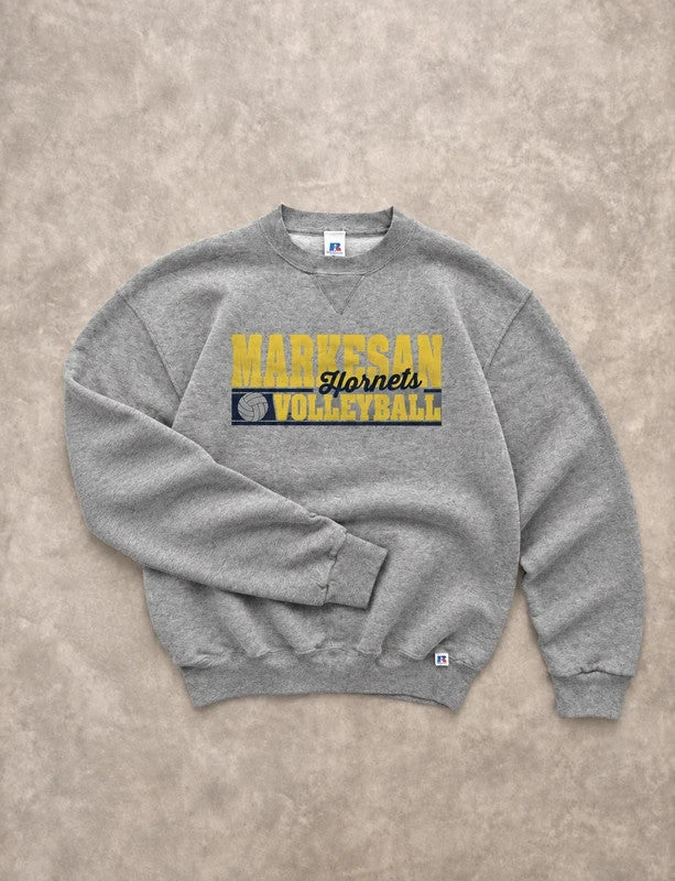 Sweat Crewneck Vintage Russell Athletic Markesan Hornets Volleyball – Gris