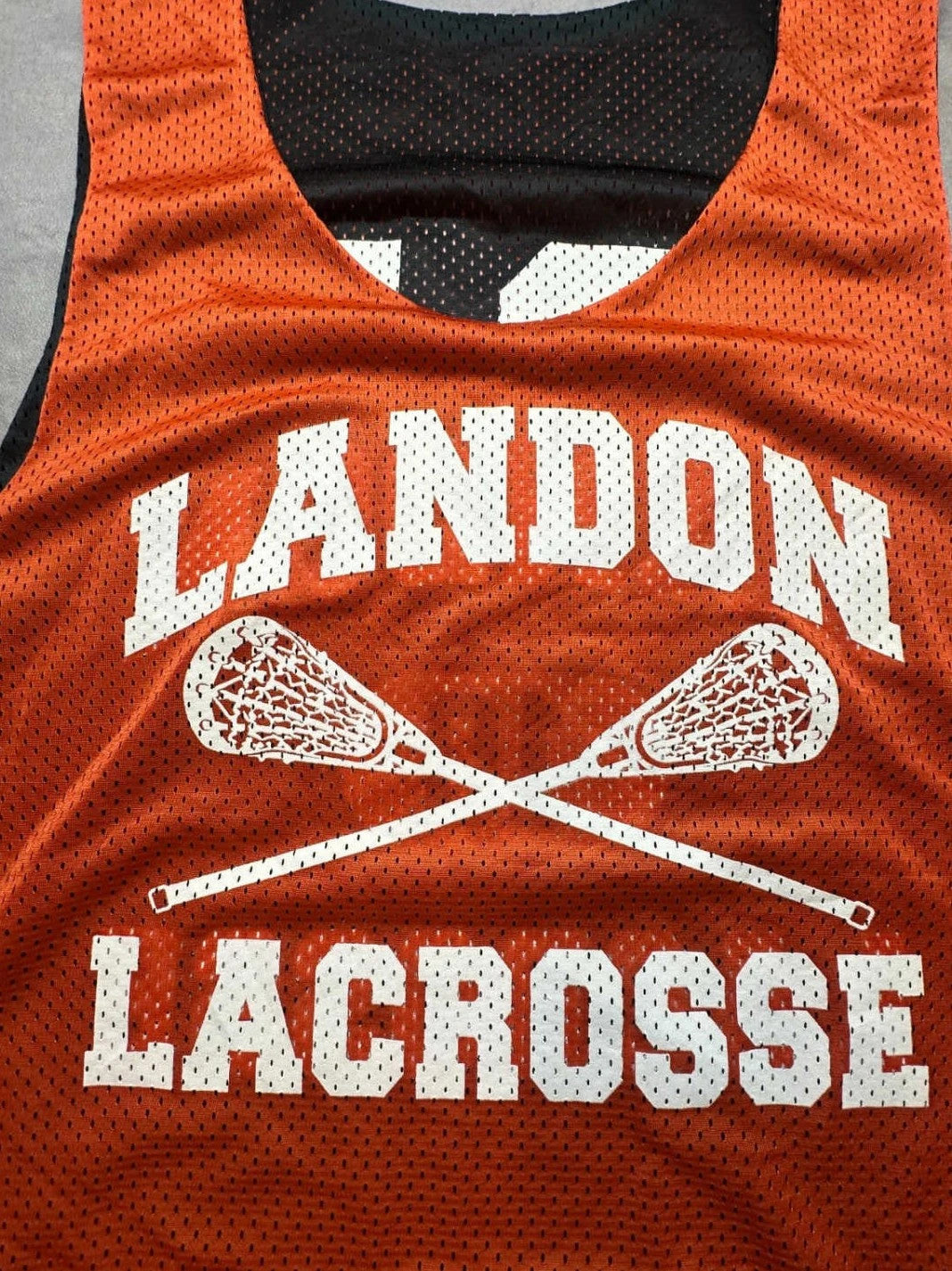 Maillot Lacrosse Vintage Landon #10 Réversible Noir Orange