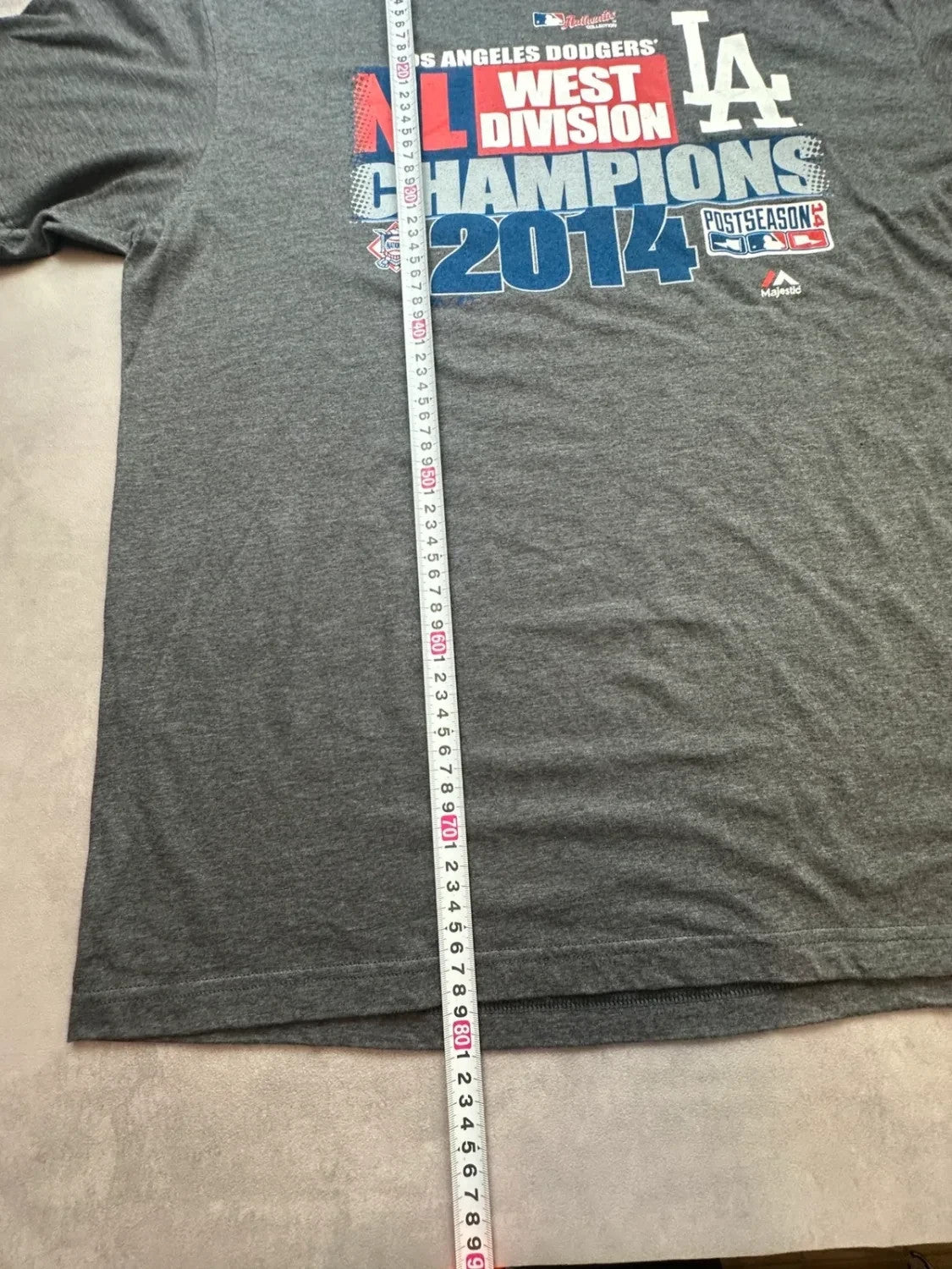 Tee-shirt MLB Vintage Los Angeles Dodgers Majestic 2014 NL Gris Foncé