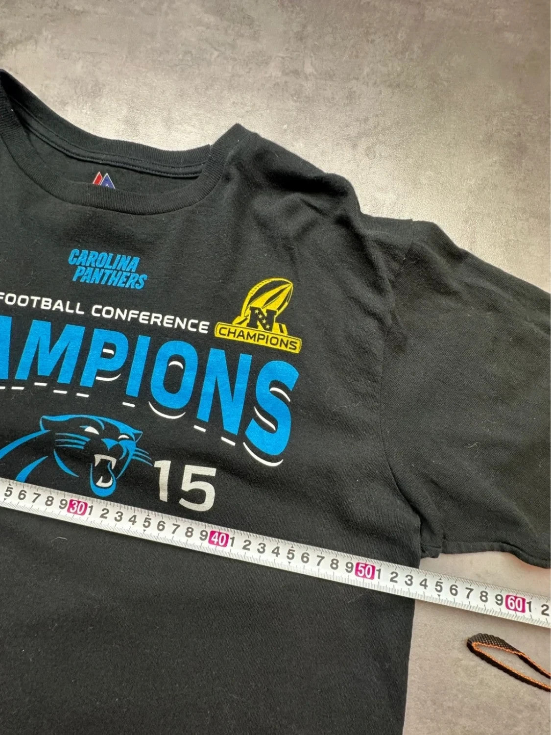 Tee-Shirt Vintage Majestic NFL Carolina Panthers 2015 Champions Noir