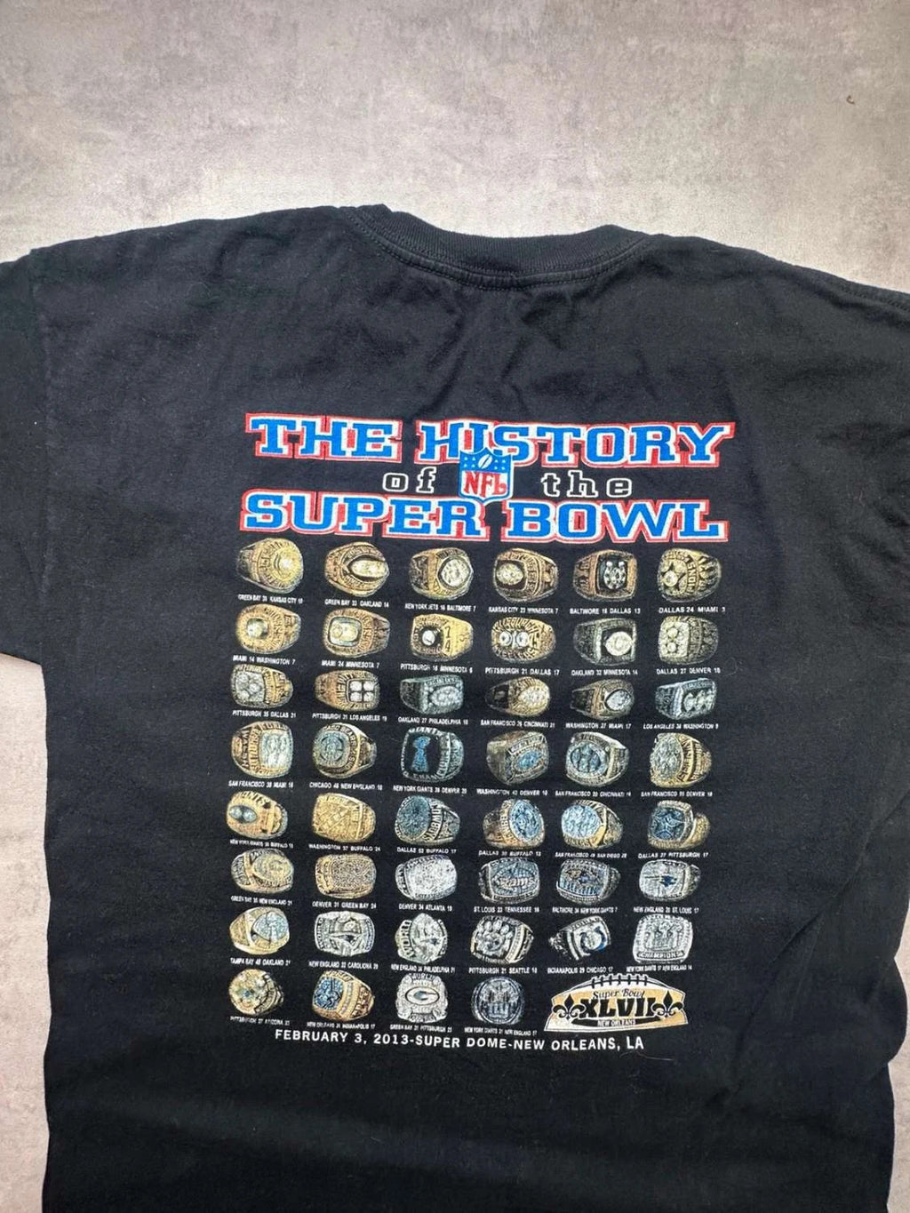 Tee-Shirt Vintage Super Bowl XLVII 2013 Ravens 49ers Noir – NFL