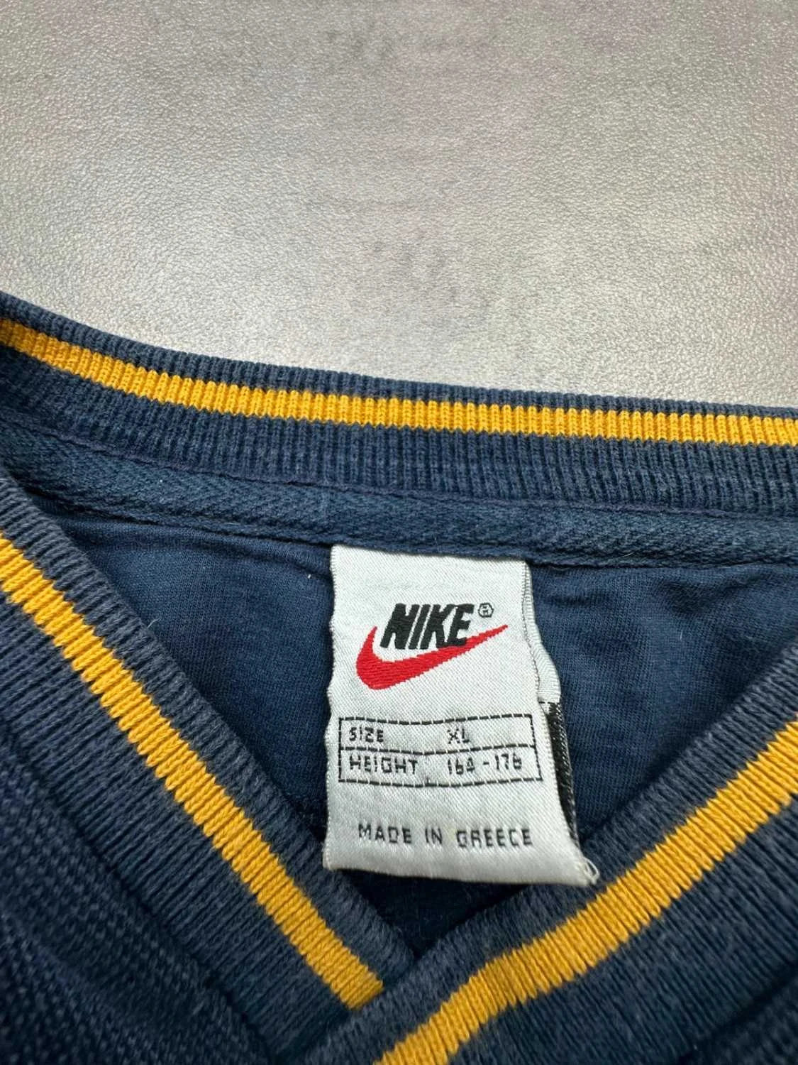 Nike Vintage Y2K Sweat Oversize Bleu Marine & Jaune – Big Swoosh – 90s 00s Streetwear