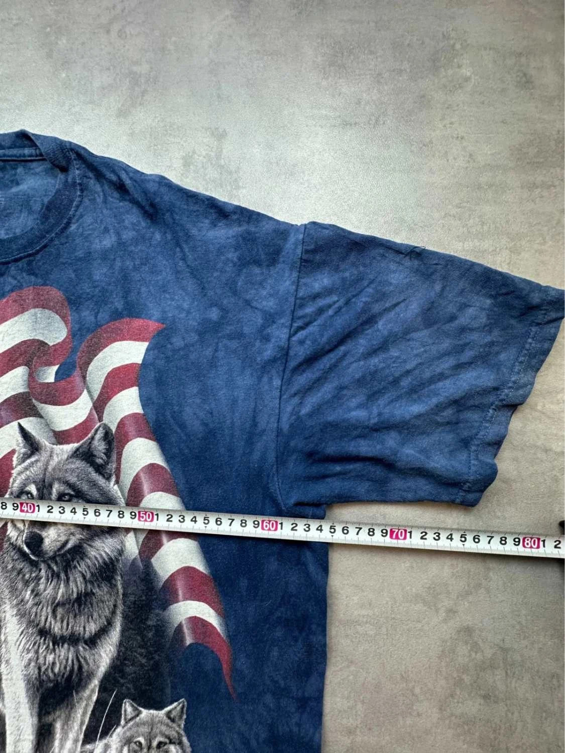 T-Shirt Vintage The Mountain USA Wolves Tie-Dye Bleu