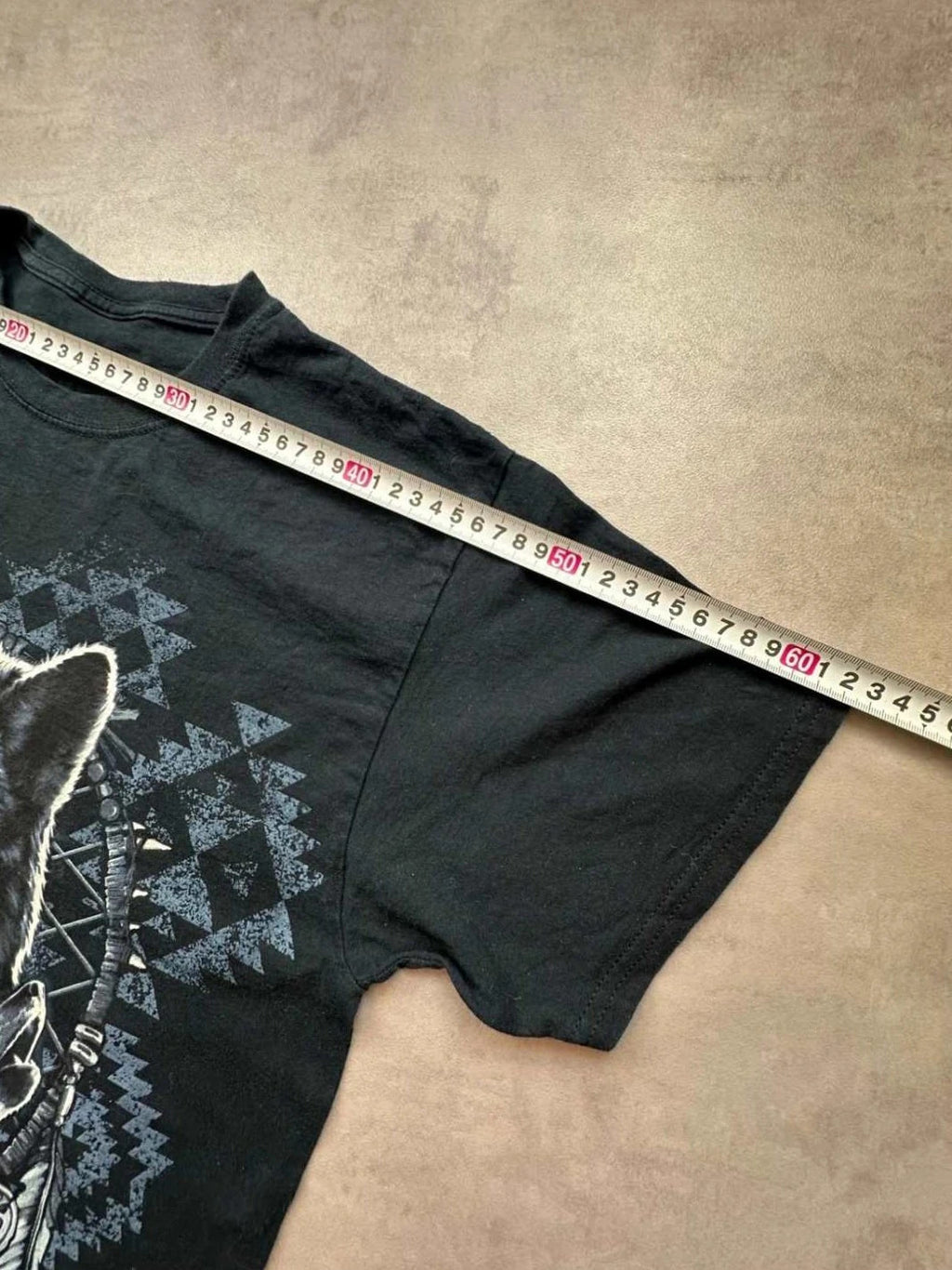 Tee-shirt Vintage Wolf Print Stahhawks Noir