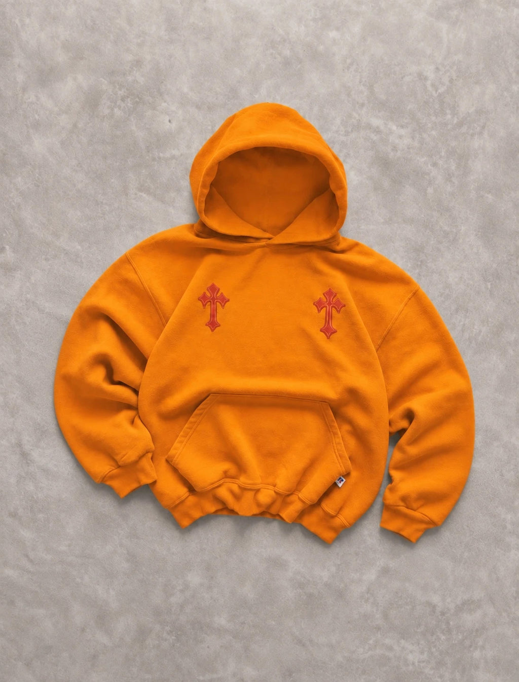 Hoodie Russell Athletic Vintage Custom Croix – Orange Y2K