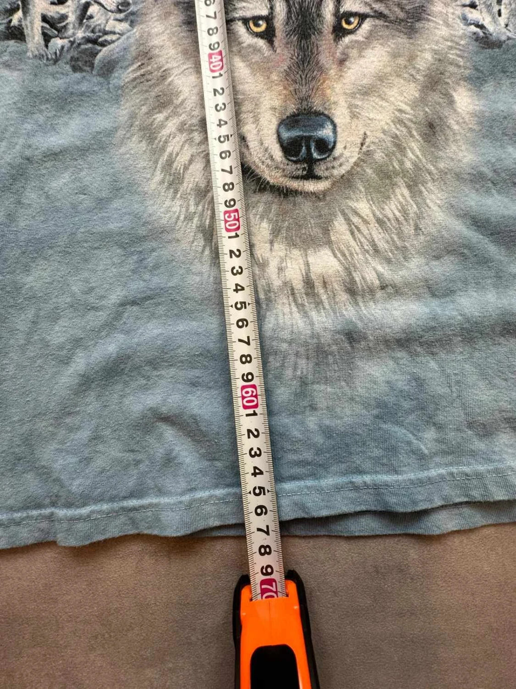 Tee Shirt Vintage Wolf Pack The Mountain Tie-Dye Bleu Gris – Graphic Animal Print Y2K