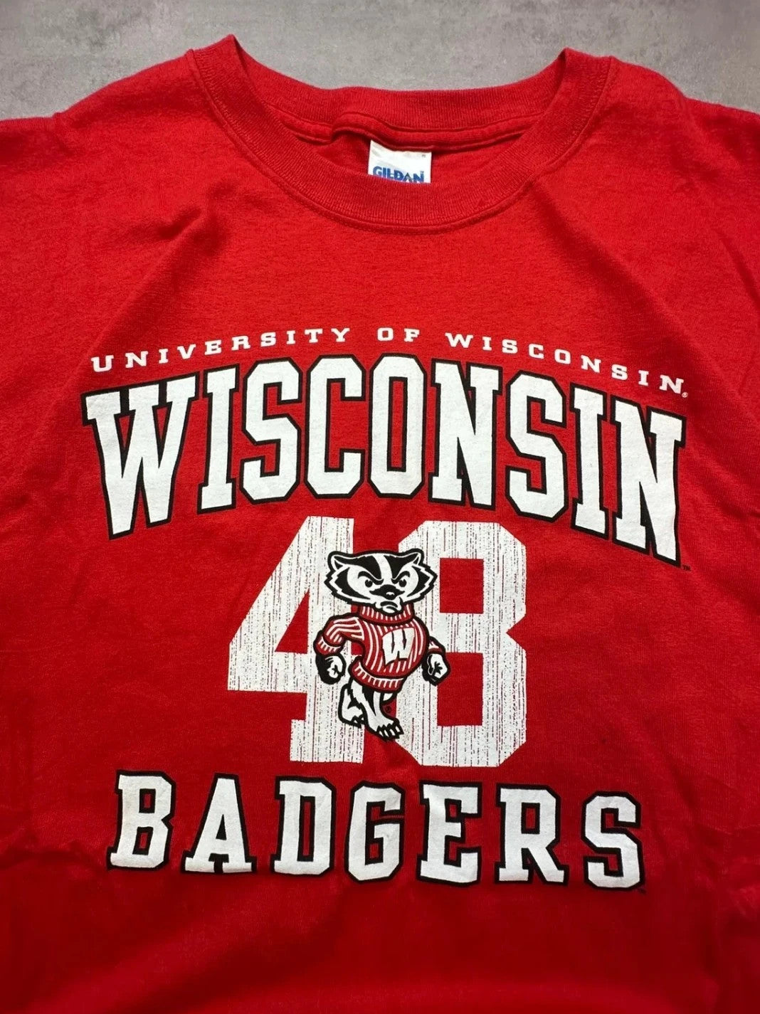 Tee Shirt Vintage Wisconsin Badgers #48 Rouge – Université USA