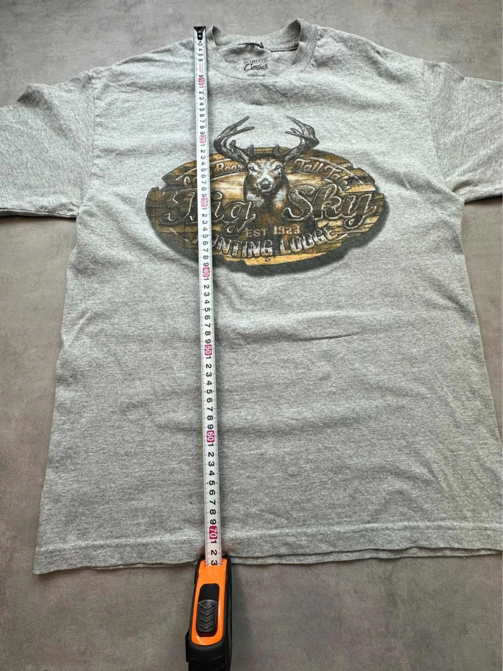 T-Shirt Vintage Animals Print Cerf Gris