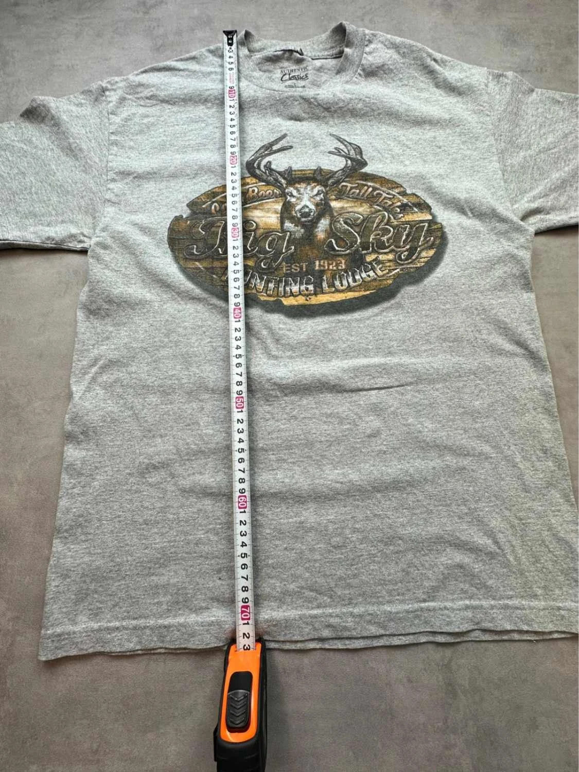 T-Shirt Vintage Animals Print Cerf Gris