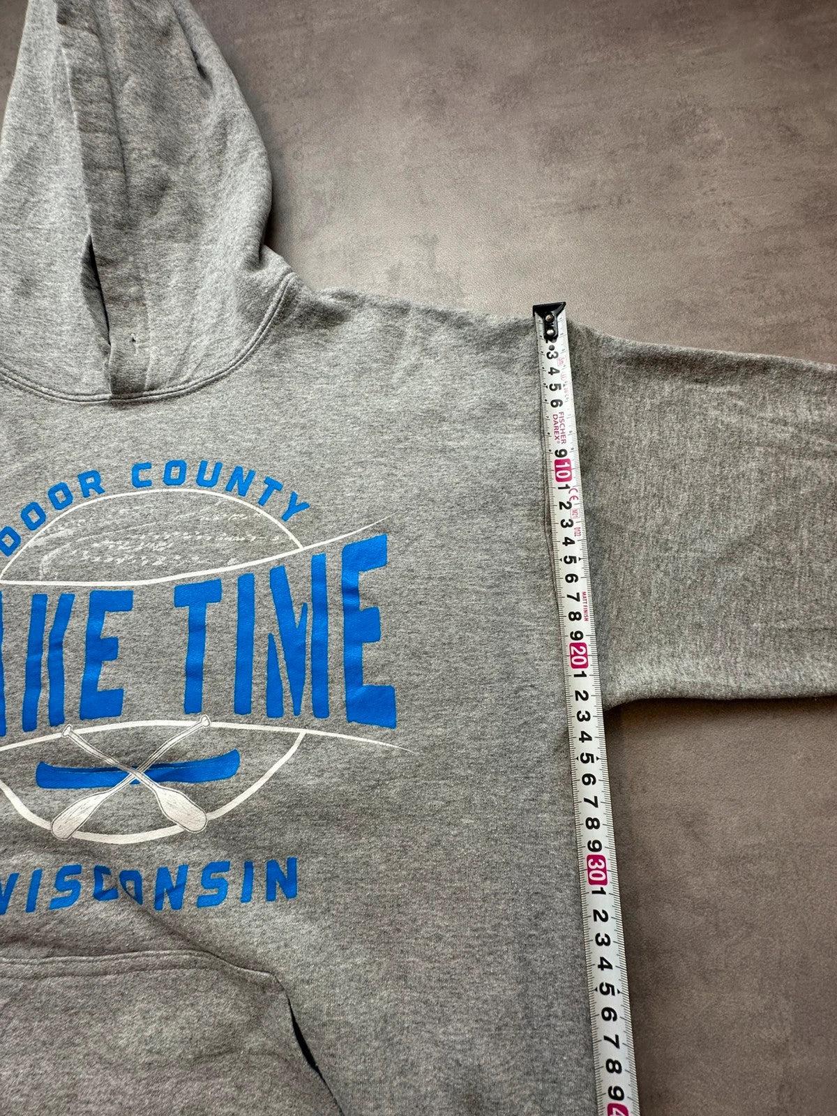 Hoodie Vintage Door County Lake Time Wisconsin – Gris