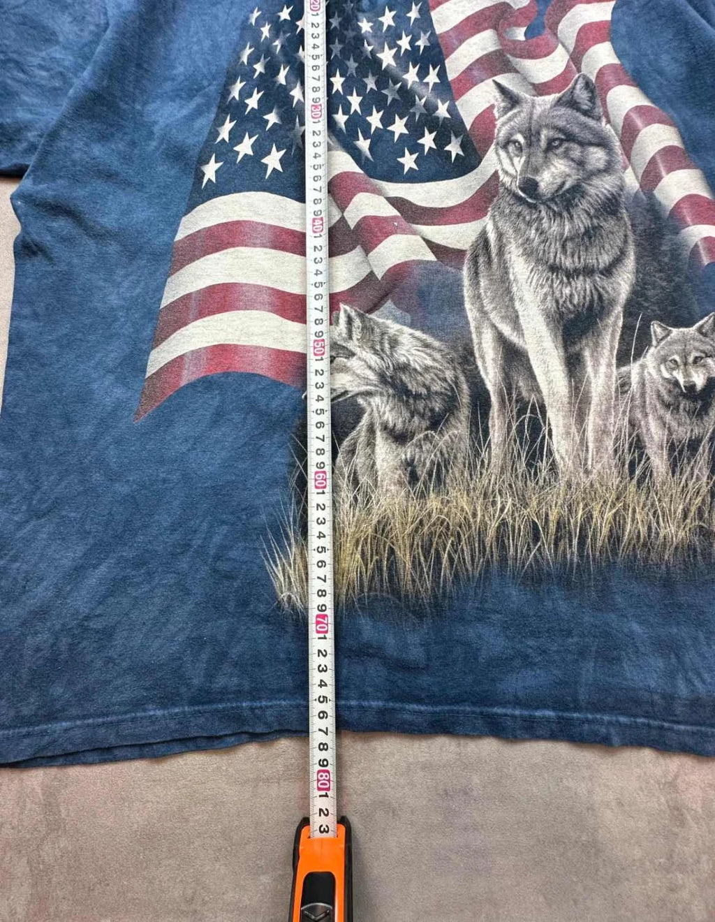 T-Shirt Vintage The Mountain USA Wolves Tie-Dye Bleu