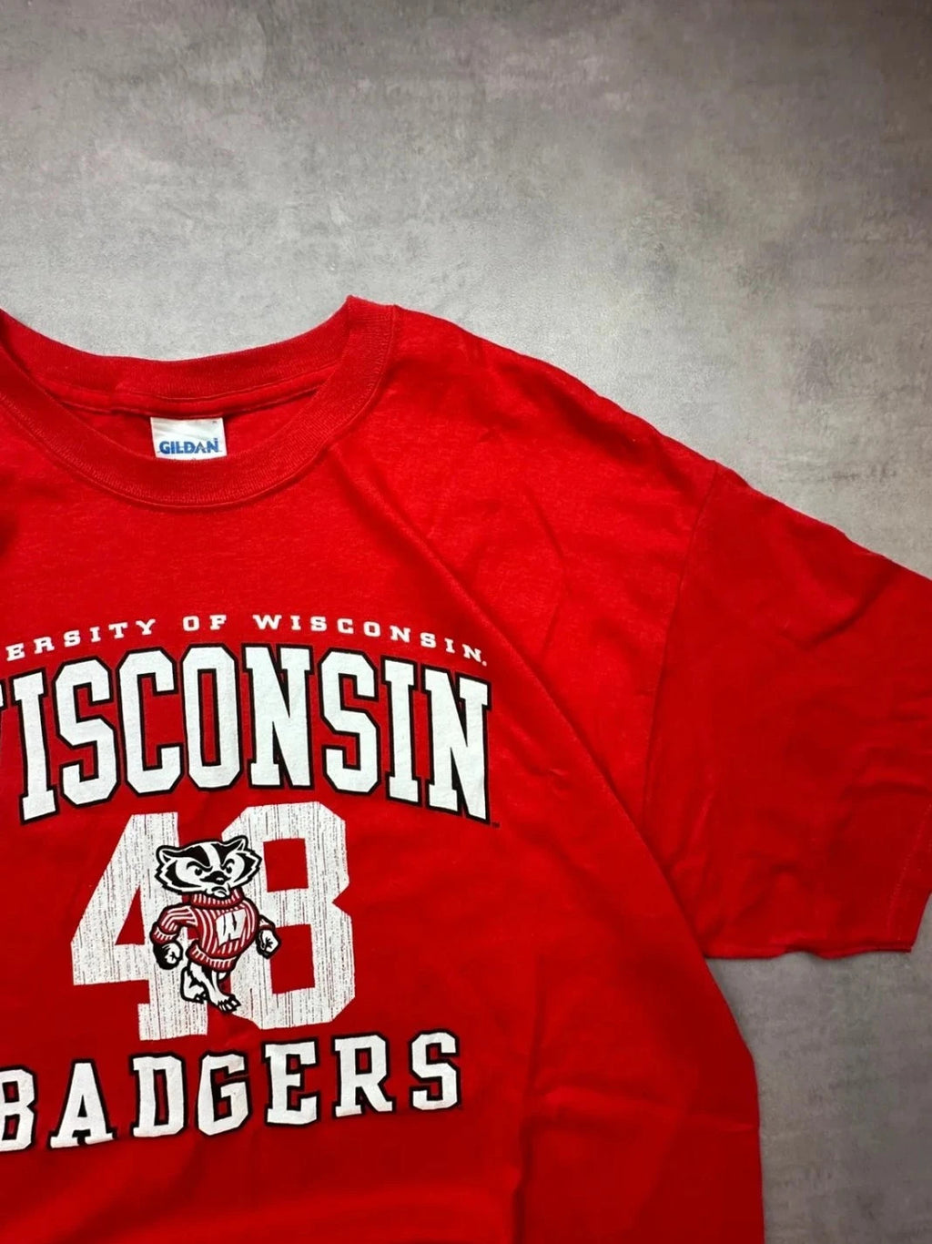 Tee Shirt Vintage Wisconsin Badgers #48 Rouge – Université USA