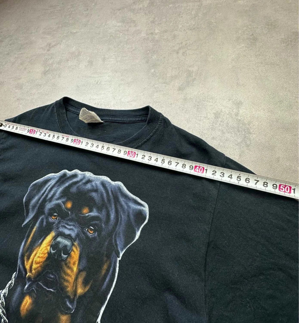 T-Shirt Vintage Jerzees Rottweiler Graphic Dog Noir – Y2K