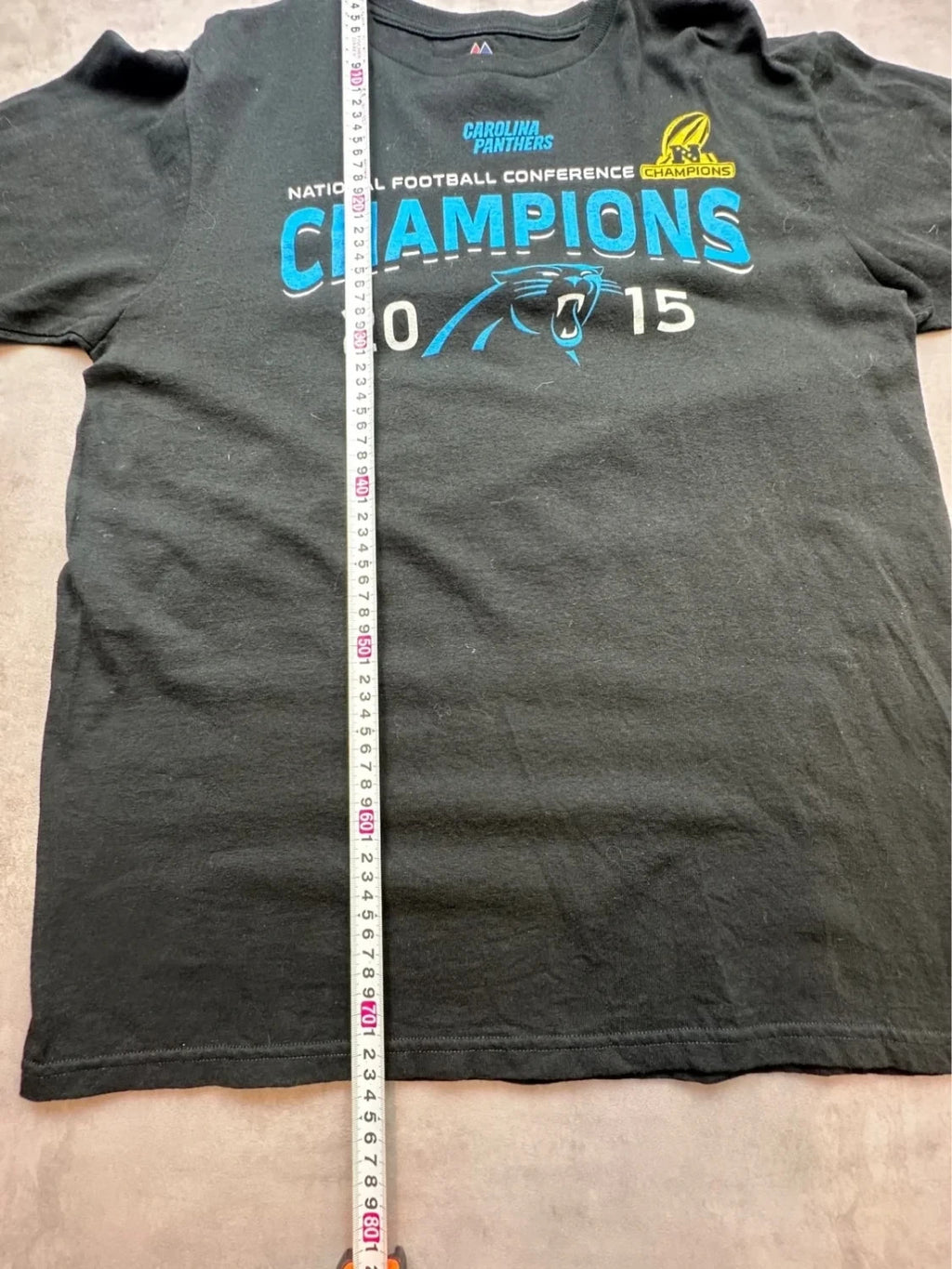 Tee-Shirt Vintage Majestic NFL Carolina Panthers 2015 Champions Noir