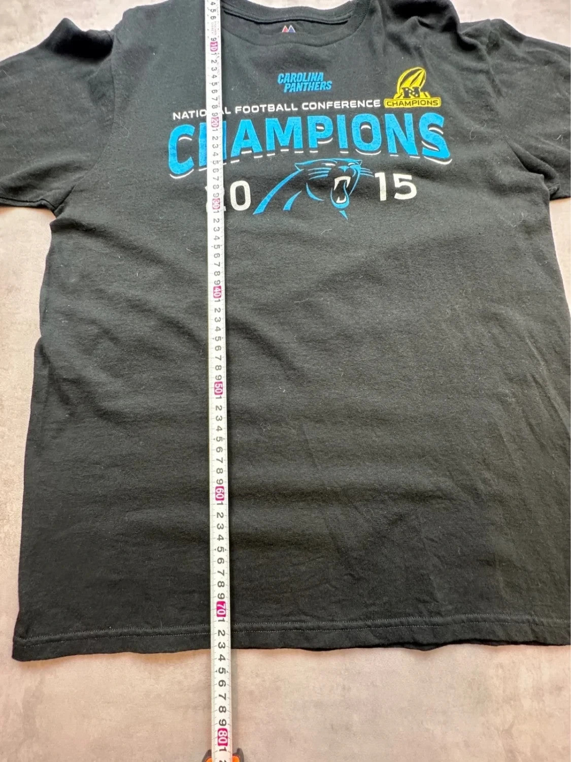 Tee-Shirt Vintage Majestic NFL Carolina Panthers 2015 Champions Noir
