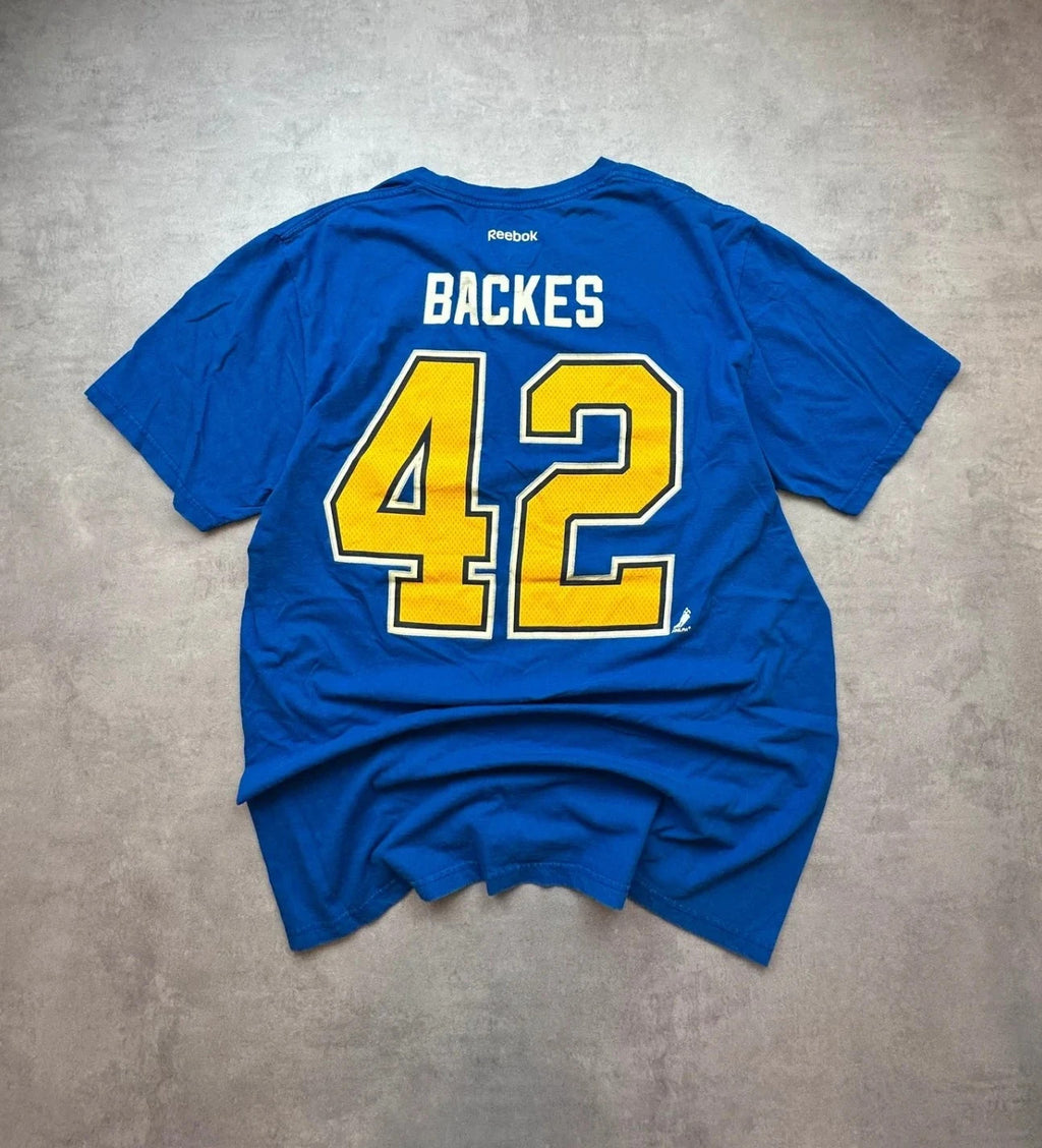 Tee-Shirt NHL Vintage David Backes #42 Bleu