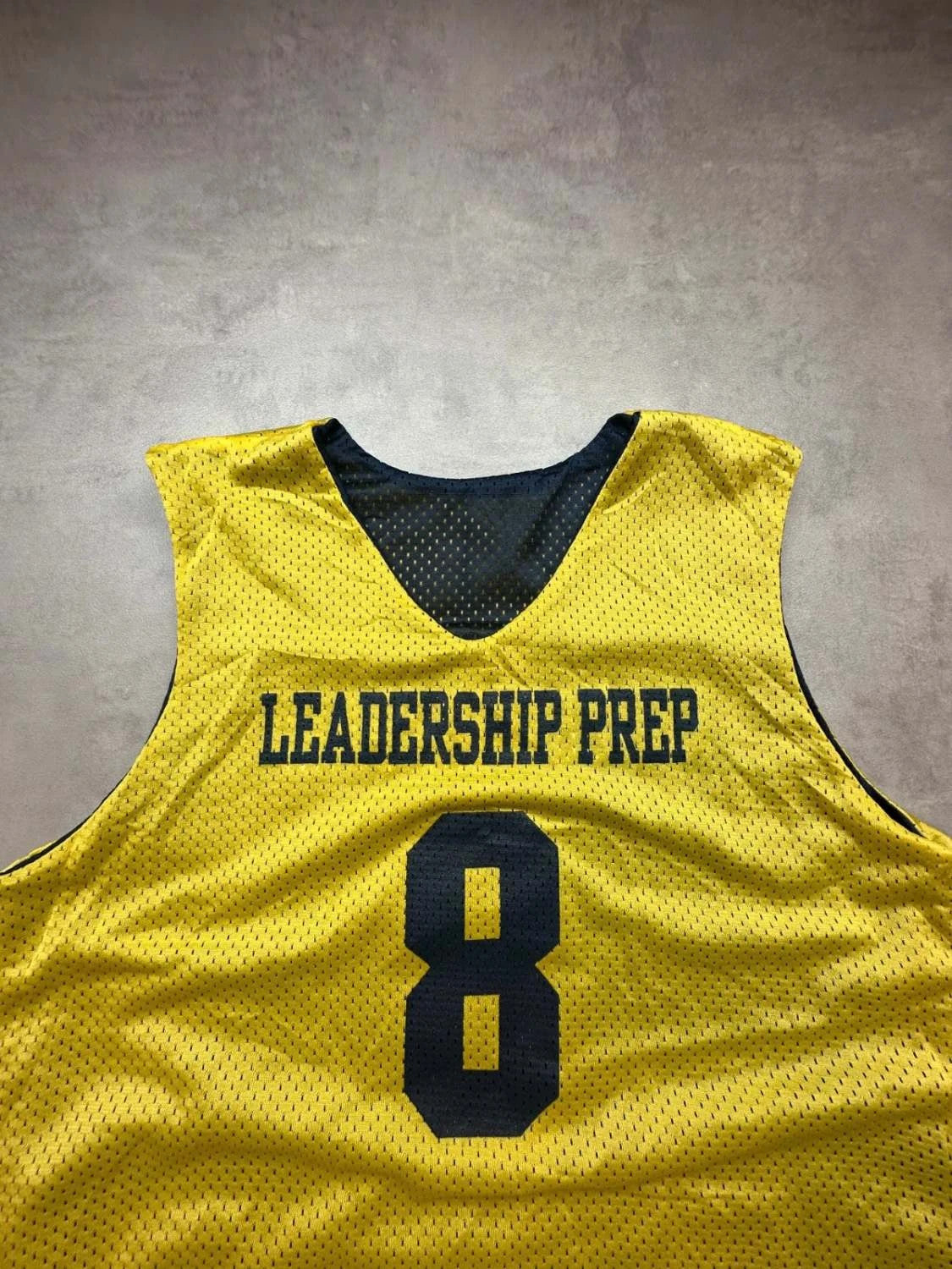 Maillot Basketball Leadership Prep #8 Vintage Noir Jaune – Training Mesh