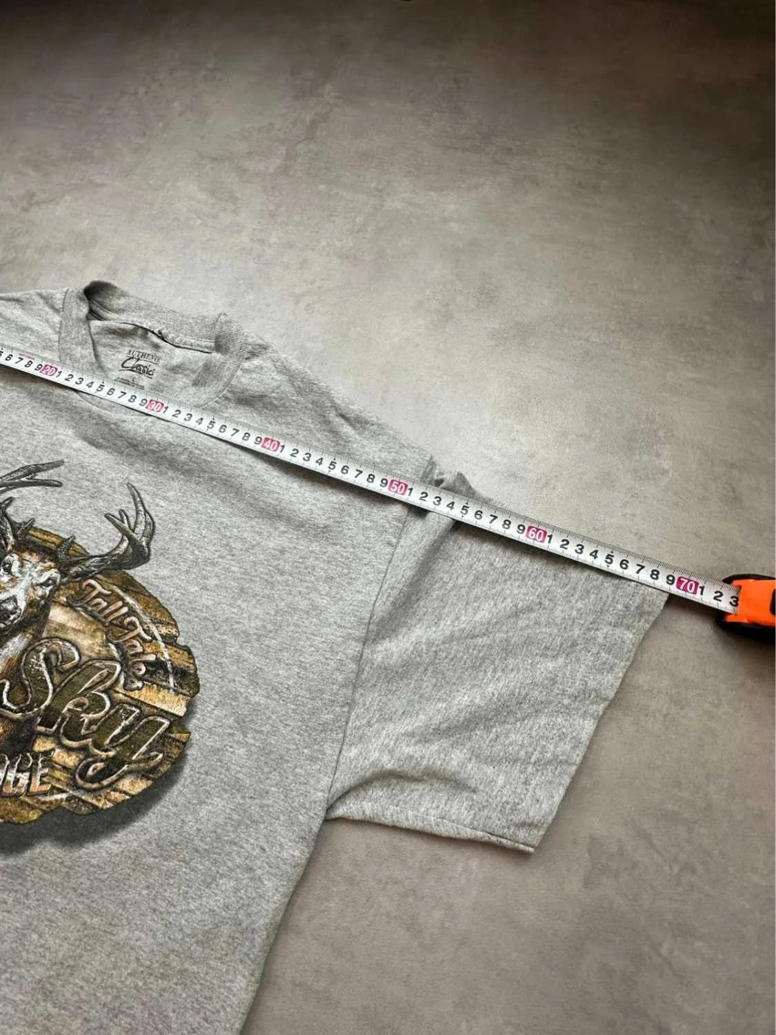 T-Shirt Vintage Animals Print Cerf Gris