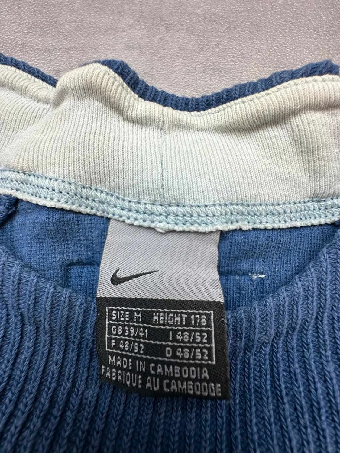 Nike Vintage Y2K Ribbed Crewneck Sweatshirt Bleu – Mini Logo Brodé – 2000s